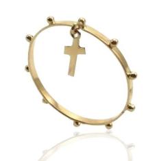 Anel de ouro 18k terço com pingente - Elegancy Joias, 23