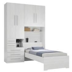 Quarto Completo de Solteiro com Cama e Guarda-Roupa 1225E Carvalho Cla