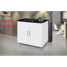 Balcao Para Cooktop De 4 Bocas 02 Portas Branco Marmorizado - PASSE BE