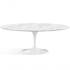Mesa De Jantar Saarinen Oval 160X90cm Mármore Carrara Branco
