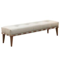 Recamier Valentin Luxo Madeira Maciça Castellar Móbile Linho Bege Claro