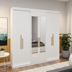 Guarda Roupa Casal 6 Portas Lugano Com Espelho Branco