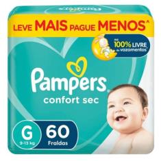 Fralda Pampers Confort Sec Fortbag G com 60 unidades, G, 60