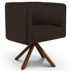 Poltrona Decorativa Base Giratória de Madeira Betina D02 Material Sint