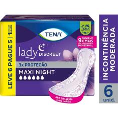 Absorvente Noturno Tena Lady Discreet Maxi Night Incontinência Urinária com 6 unidades 6 Unidades