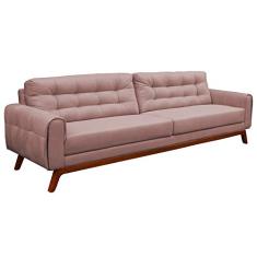 Sofá 3 Lugares Sala de Estar Eros 180 cm Veludo Rosê Base Fixa - Gran Belo