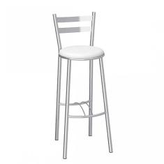 Banqueta Alta Cromada Verona Compoarte Cromado/Branco
