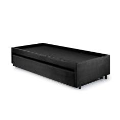 Bicama Box para Dois Colchões Solteiro Suede Preto