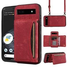 Capa de celular para Google Pixel 6 carteira com alça de ombro transversal e porta-cartão de crédito de couro com bolso fino suporte acessórios para celular bolsa flip Pixel6 Pixle seis mulheres