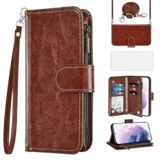 Asuwish Capa de celular para Samsung Galaxy S21 Plus S21+ 5G carteira celular com protetor de tela alça transversal flip zíper suporte para cartão suporte S21+5G S21plus 21S + S 21 21+ G5 mulheres