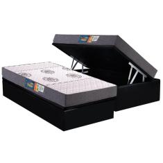 Conjunto Box Baú Solteiro: Colchão Espuma Polar D45 Pérola Grey + Base CRC Suede Black (88x188)