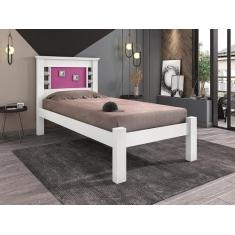 Cama Solteiro Reversível Lavínia Branco/Rosa - Framar Móveis