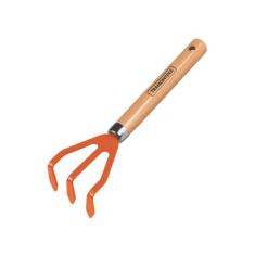 Rastelo ancinho metalico 3 dentes com cabo de madeira tramontina