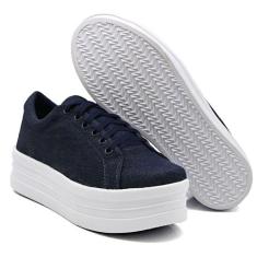 Tênis Casual Blogueira Flatform de Plataforma Liso - DK SHOES, Azul, 3