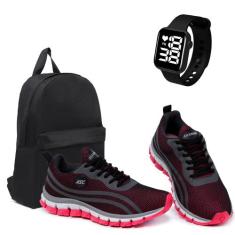 Tênis Feminino para Corrida + Mochila Prática + Relógio Digital Quadra