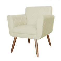 Poltrona Decorativa Isabela em Tressê Suede Bege - DS Estofados - Esto