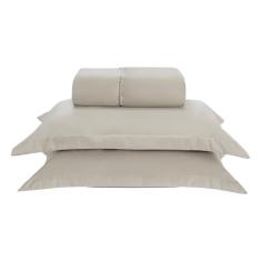 Kit Jogo Lençol Elástico 300 Fios Solteiro Cama 2 Peças Bege