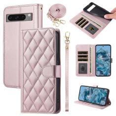 Furiet Capa carteira para Google Pixel 8 Pro 5G com alça de pulso, alça de ombro, vários compartimentos para cartões, capa de telefone com suporte de couro PU de luxo para Pixel8Pro Pixel8 XL Eight