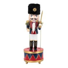 Boneco Soldado Quebra Nozes Musical De Dar Corda Natal 30cm