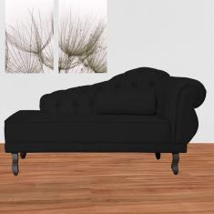 Divã Recamier Namoradeira Larissa 150cm Suede Preto - LM DECOR