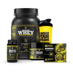 Whey Protein Concentrado + Creatina 90g + Kimera thermo + Bcaa + Shaker Iridium Labs-Unissex