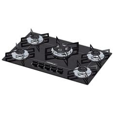 Cooktop 5 bocas Chamalux Tripla chama Bivolt Trempe de Chapa Preto