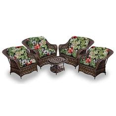 Conjunto de Poltronas Fibra Sintética Nairóbi - 4 Poltronas + 1 Mesa Centro - Tecido Saquarema