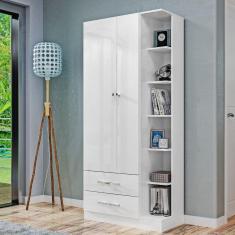 Guarda Roupa Solteiro 2 Portas 2 Gavetas Moju Marafon Móveis Branco