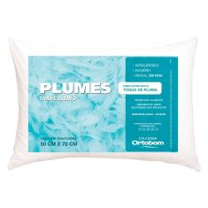 Travesseiro Ortobom Plumes em Fibra Siliconada Percal 200 Fios 50 x 70 cm - Branco