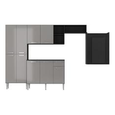 Cozinha Completa Mesa Dobrável Multimóveis Preta/lacca Fumê