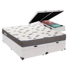 Cama Box Queen Com Bau Ortobom D33 Light Bege Cor:branco