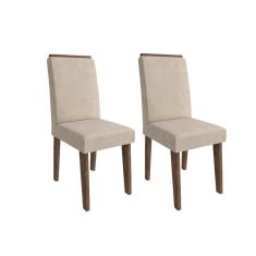 Cadeira Sala de Jantar Milena Kit 2 Un Marrocos/Suede Bege - Cimol