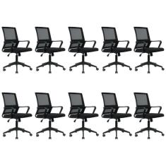 Kit 10 Cadeiras Giratória Escritório Diretor Tokyo Preto