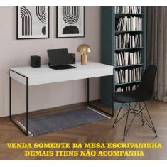 Escrivaninha Industrial Malta 137x53 Ferro Preto Tampo Branco - Impéri