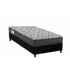 Cama Box Solteiro: Colchão Espuma D33 Ortobom Anatômico Iso 100 Ultra Firme + Base Crc Suede Black (88x188)