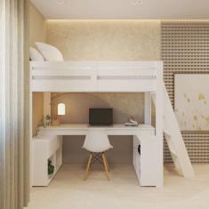 Cama Office Solteiro Adulto com Escrivaninha Star Light Casatema