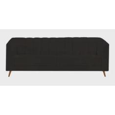Sofá Chesterfield Luxo Camel 3 Lugares Suede Preto