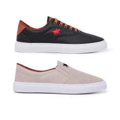Kit 2 Pares Tênis Masculino Legítimo Polo Casual e Slip On Iate - Simo