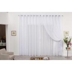 Cortina De Varão Voil Duplo Branco 6,00X2,50 Sala Quarto - Confeccoes 