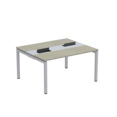 Mesa Plataforma Dupla Com Pé De Aço Para Coworking 140x120 Pdc14-12-2p Nogueira Casablanca-cinza