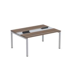 Mesa Plataforma Dupla Com Pé De Aço Para Coworking 160x120 Pdc16-12-2p Walnut-cinza