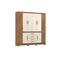 Guarda Roupa Casal 8 Portas E 4 Gavetas New Realce Amêndola/Off White - Demóbile