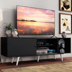 Rack Madesa Dubai para TV até 65 Polegadas com Pés - Preto/Branco