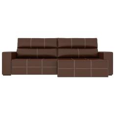 Sofá Retrátil 224cm Nero PU Sintético Marrom - Gran Belo