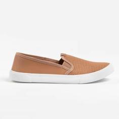 Tênis Moleca Slip On Napa Feminino Bege-Feminino
