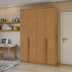 Guarda Roupa Solteiro Ambiente Alonzo 4 Portas Amêndoa Clean - Lopas