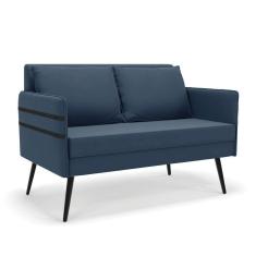 Namoradeira 02 Lugares Mari Suede De Ferro Azul Marinho