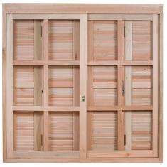 Janela de Madeira Pantográfica 100x120cm Com Caixilho 14cm  EWK 370 Rondosul Marroml