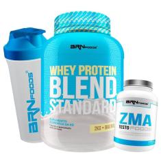 Kit Whey Protein Blend Standard 2kg + ZMA Testo Foods 120 caps + Coq - BRN Foods - way/wey-Unissex