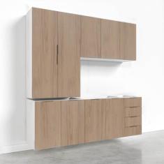 Cozinha Modulada 4 Peças sem Tampo Suspensa com 2 Aéreos e 2 Balcões Ipanema Cabecasa Madeiramadeira Acácia/branco